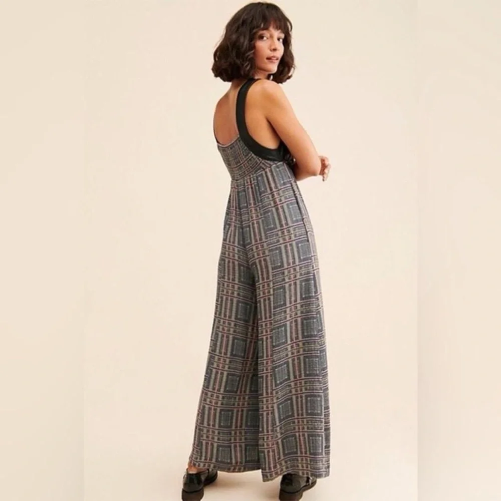 Free People Marley Plaid Jumpsuit Size XS
